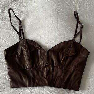 Forever 21 Brown Faux Leather Crop Top